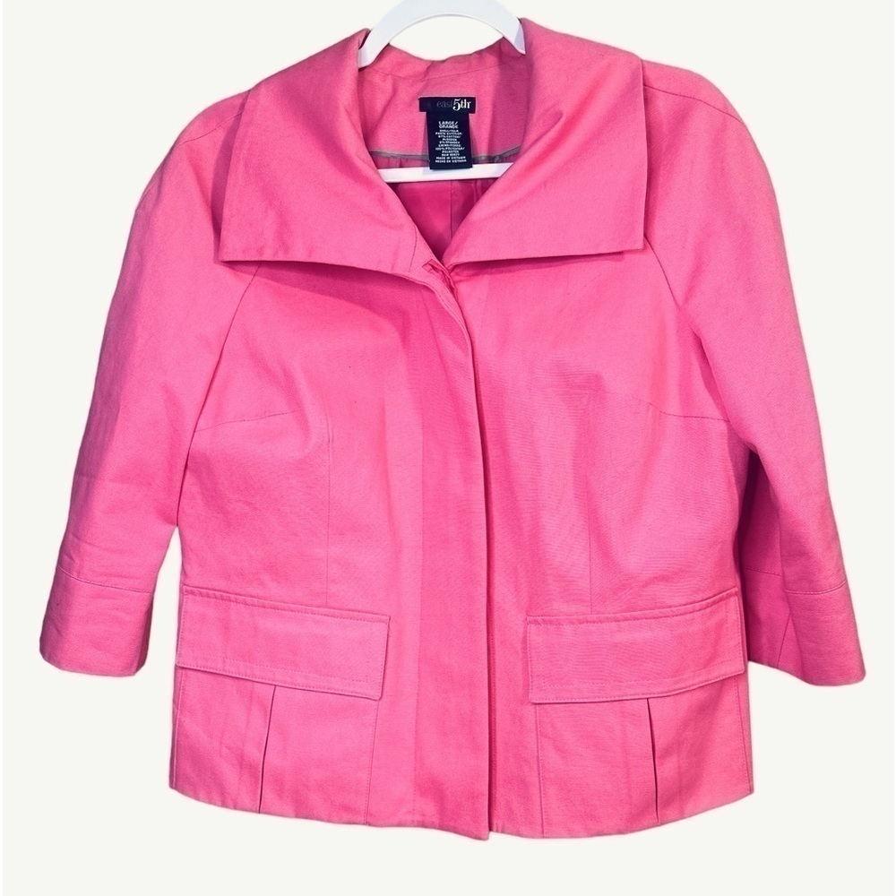 East 5th Hot Pink 3/4 Length Versatile Sleeve Swing Coat Vintage 90’s Retro Sz L